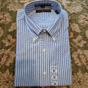 Tommy Hilfiger Men's Medium Dress Button Up Shirt Blue Stripe
